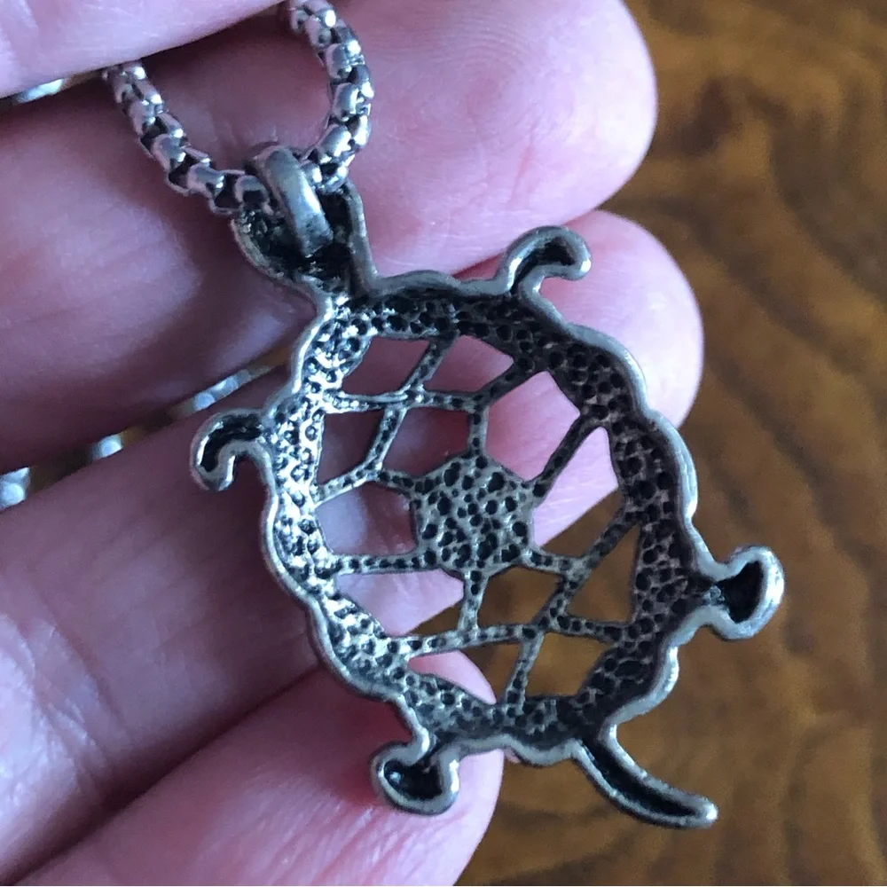 Galaxy stone turtle pendant on chain necklace